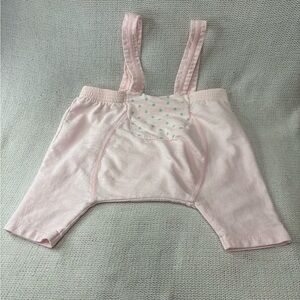 Vintage SCF Originals Suspenders Pants, Pink Cotton Polka Dot Knit